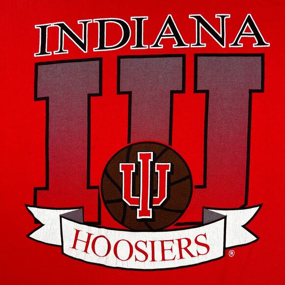 Red Vintage Indiana University T-shirt Size M Russell IU Hoosiers Basketball - Picture 5 of 9